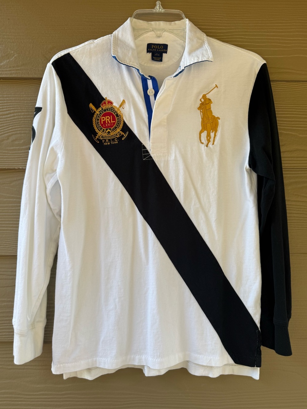 Polo Ralph Lauren Shirt L (14-16) Youth Black White Long Sleeve Crest Striped 3
